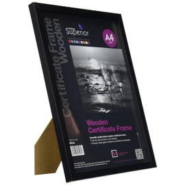 Stewart Superior A4 Wooden Certificate Frame with Perspex Safety Glass - Black