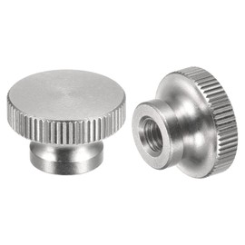 sourcing map Knurled Thumb Nuts, 2pcs M5 x D16mm x H10mm 304 Stainless Steel Knurled Nut with Collar High Head Blind Hole Knurled Thumb Nuts for 3D Printer Parts