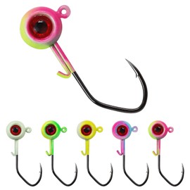 CWSDXM Painted Crappie Jig Heads 3D Eyes Fishing Hooks with Wire Keeper Lures for Crappie Panfish Bass Fishing Jig Hooks Assortment 1/16 oz 1/8 oz 3/16oz 3/8 oz 1/4 oz (3/8oz 10g-20pcs)