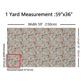 Cute Rabbit Owl Fabric by The Yard Watercolor Green Leaves Red Mushroom Fabric for Kids Sewing Supplies Wild Animals Rustic Jungle Style Fabric for Room Decor and DIY Upholstery 2 Yards,72" L x 59" W