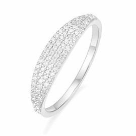 Mameloly Wedding Bands for Women Silver Slim Signet Ring Stackable Pave Cubic Zirconia Dainty CZ Engagement Rings for Her Size 4
