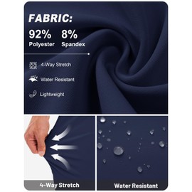 TACVASEN Golf Pants Men Navy Blue Dress Pants for Men Lightweight Stretch Polyester Slacks with Zipper Pockets for Work Casual Travel 38