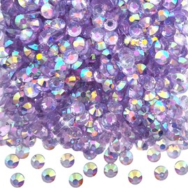 25000Pcs Light Purple AB Rhinestones Flatback Bulk, 3mm/4mm/5mm Non-Hotfix Crystal Round Jelly Rhinestones for Crafts Makeup Nails Face Tumblers Clothes Shoes Handmade Decoration