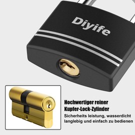 Diyife Aluminium Padlock 40 mm, Waterproof, Pack of 2, 4 Key Locks, Abrasion-Resistant, Impact Resistant for School Lockers, Gyms, Tool Boxes, Travel Luggage, Suitcases, Briefcases, Backpacks