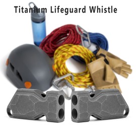 TISUR Titanium Emergency Whistle,EDC Safety Whistles Necklace Loud up to 120db,Survival Whistles for Survival,Hiking,Camping,Pets Training (EDC Grey (1-Pack))