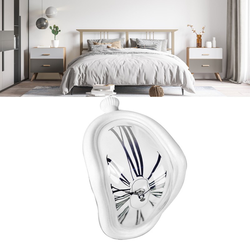 Melting Clock Plastic Retro Decorative Electroplated Metal Paint Desk Table