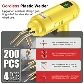 200W Cordless USB Rechargeable Plastic Welder,Plastic Welding Kit with 400PCS Hot Staples for Car Bumper Crack