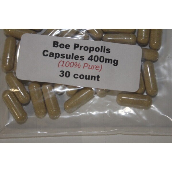 Bee Propolis Powder Capsules (100% Pure) 400 mg - 30 count