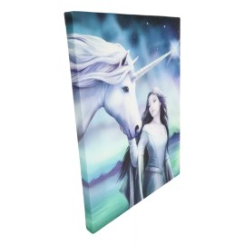 Ebros Anne Stokes North Star Witch Unicorn Wooden Framed Picture Wall Decor