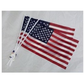 Miniature American Flags on Plastic Sticks, 11 in. X 7 in. - 3/pkg., Patriotic Decorations for Independence Day, Memorial Day, Veterans Day, Party Supplies, Classroom Decorations