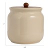 Creative Co-Op, Ivory Stoneware Canister with Acacia Wood Lid, Color