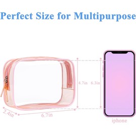 Taicols Travel Cosmetics Bag, TSA Certified Liquid Bag, Women's Makeup Bag Quart Size Organizing Bag, and A Carry on Luggage Bag That Meets Airport Airline Regulations (Coffee+Pink)