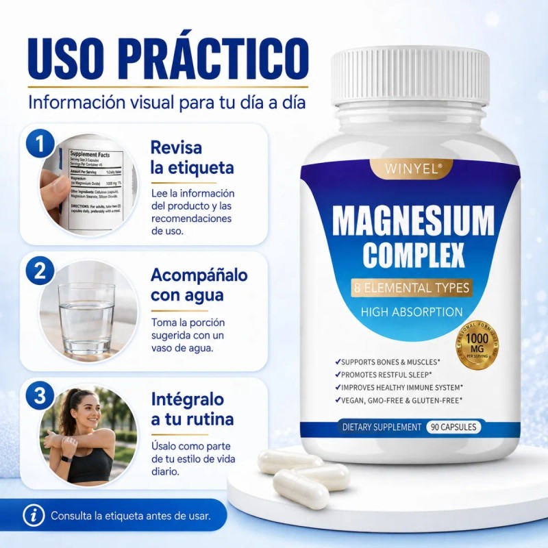 Magnesio Complejo Ocho Tipos Fórmula Nutricional Diaria Plus