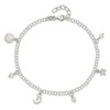 CoutureJewelers Sterling Silver Moon and Star Charm Anklet for Women,