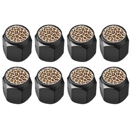 8 Pcs Tire Valve Stem Caps Cover, Metal Air Valve Cap, Aluminum Car Wheel Stem Caps, Universal Stem Covers for Cars, Trucks, Bikes, Motorcycles, Corrosion Resistant (Leopard)