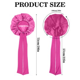 Abeillo Schlafmütze Satin Bonnet Nacht Schlaf Mütze, Nachtmütze Haarhaube, Verstellbare Seidenhaube zum Schlafen mit Elastischem Band, Satin Seiden für Damen und Mädchen Alle Haartypen(Dunkelrosa)