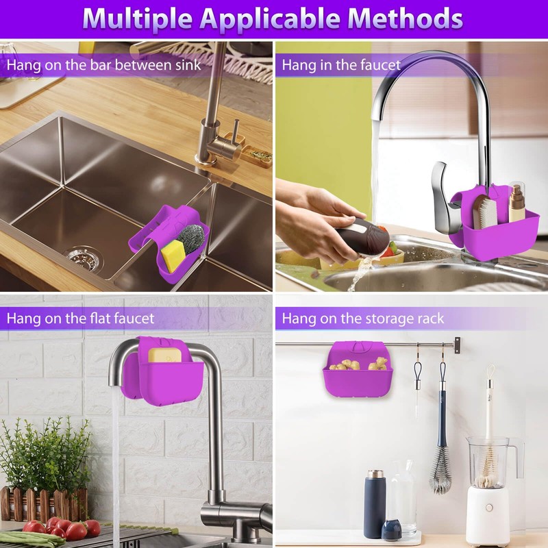 VPASION Sponge Holder for Kitchen Sink, Silicone Sink Saddle Caddy