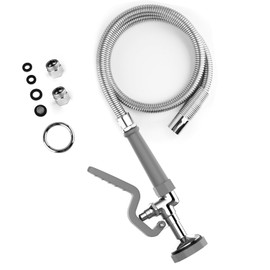 FAUAID Pre Rinse Spray Valve with 45” Stainless-Steel Hose,1.42 GPM Pre Rinse Sprayer Commercial Sink Sprayer with Ergonomic Handle Commercial Faucet Parts,Fit for Dish Washing Spray （Gray）