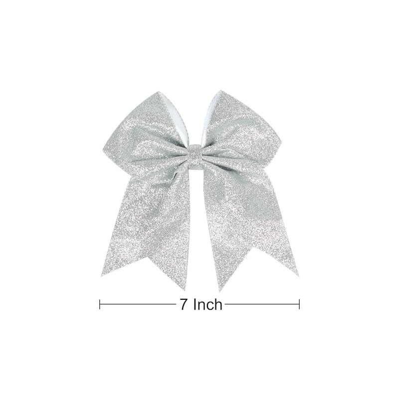 7" Large Glitter Cheer Hair Bows Clip for Girls and