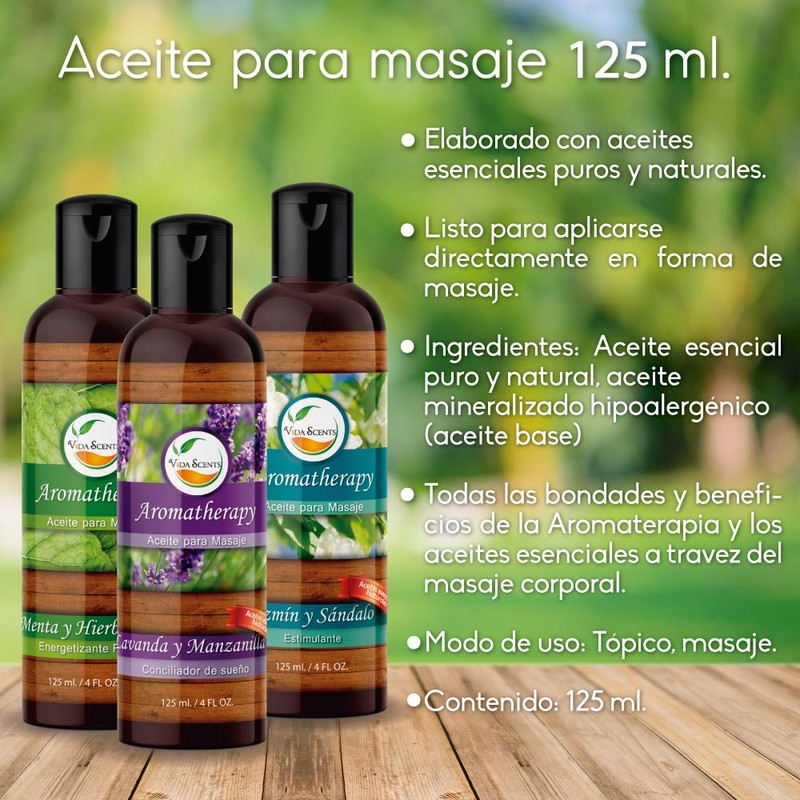 VIDA SCENTS AROMATHERAPY - Aceite Para Masaje Menta y Hiebabuena