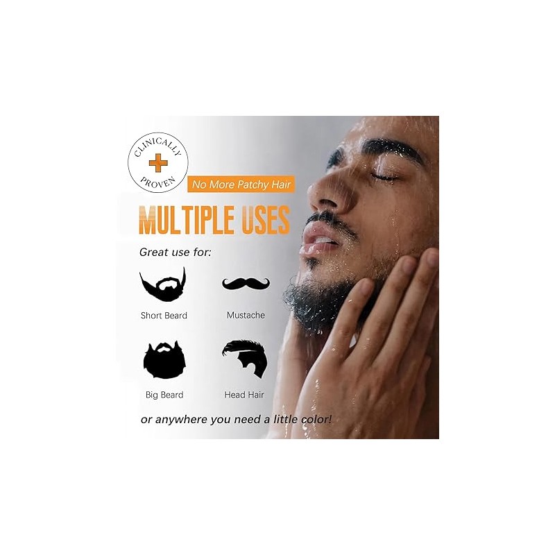 Mens Beard & Mustache Dye Shampoo, Instant 100% Grey Hair