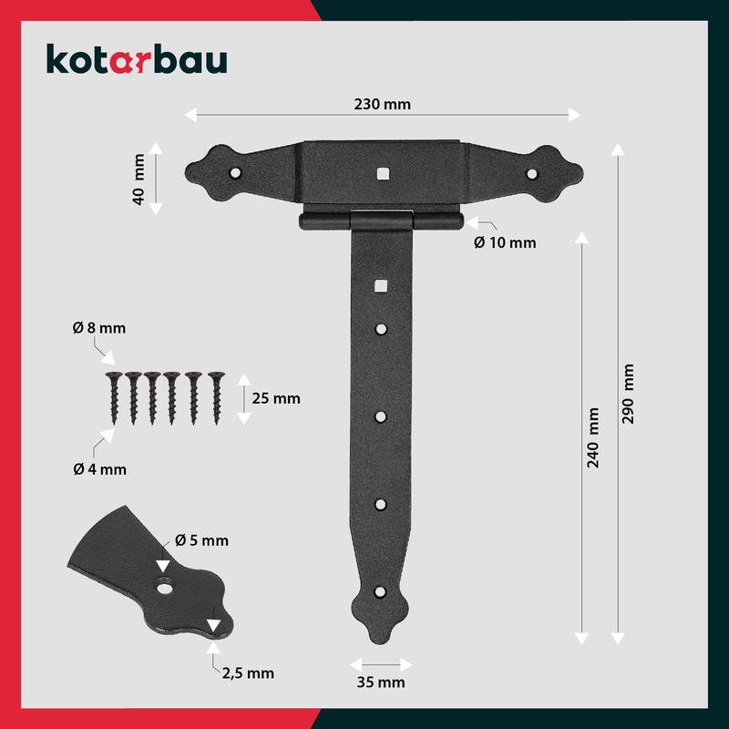 KOTARBAU® Cross Hinges 250 mm Shutter Hinge Hinge Band Plate