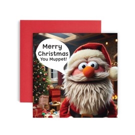 Huxters Funny Christmas Cards for Men and Him – Happy Christmas you Muppet Santa Card for him and her Family Christmas Holiday – Dad Brother Son Uncle Sister Brother Uncle card