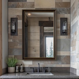 Ultrue Retro Copper Effect Framed Wall Mirror, 20x30 Rectangle Mirror, 1/8"Anti-desilvering Tempered Glass, Sustainable&Sturdy Frame, Anti-Rust, HD Reflection &3min Fast Setup for Bathroom Living Room