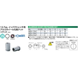 Kyoto Machine Tools (KTC) Aluminum Wheel Nut Socket Hexagonal ABP4-19ALP Size: 0.7 x Insertion Angle: 0.5 x Total Length: 2.0 inches (52 mm)
