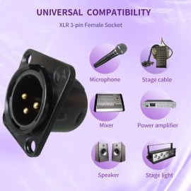 Unbranded 5pcs XLR 3Pin Male panel mount chassis, Fine black nickel plated housing