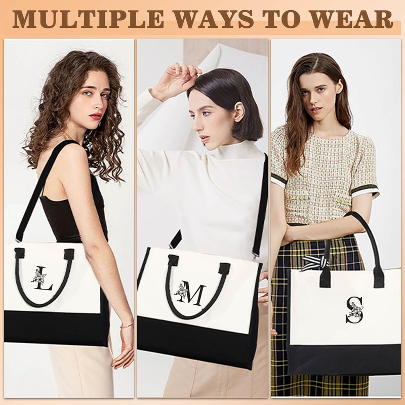 YOOLIFE Birthday Gifts for Women, Initial & Monogram Tote Bag