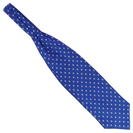 Tony & Paul. Ascot scarf - Fleur de Lys - Bourbon - Silk - Designs - Made in Italy, Royal Blue - Silver Lily, One size