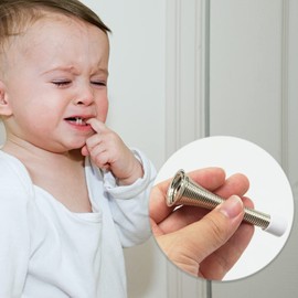 3X Wall Mounted Chrome Spring Door Stop Sprung Stopper Skirting Board Buffer with 3X Replacement Rubber tip