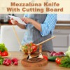 Pebblini Cutting Board & Mezzaluna Knife Herb Chooper–Wooden Chopping Board