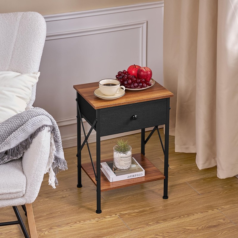 VECELO Nightstand Set of 2, X-Design End Side Table with