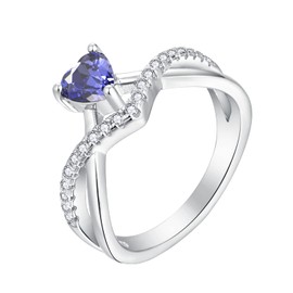 Starnny Heart Rings for Women 925 Sterling Silver Promise Ring Birthstone December - Tanzanite Ring for her,P
