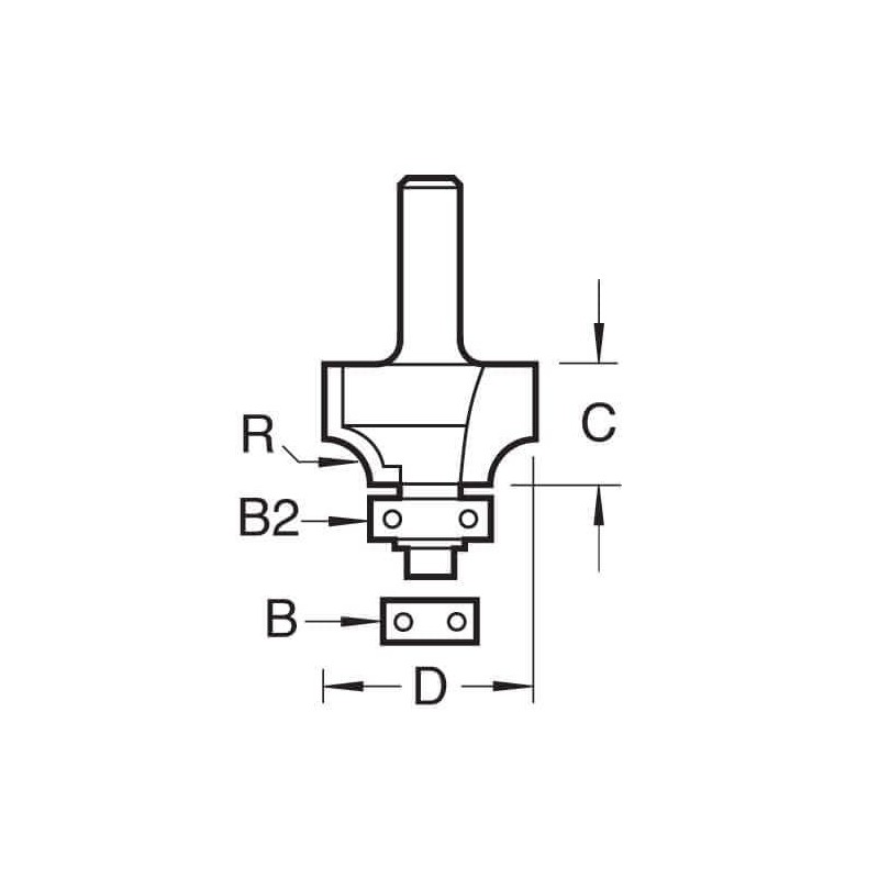 Trend CraftPro Bearing Guided Round Over Router Cutter, 1/2 Inch