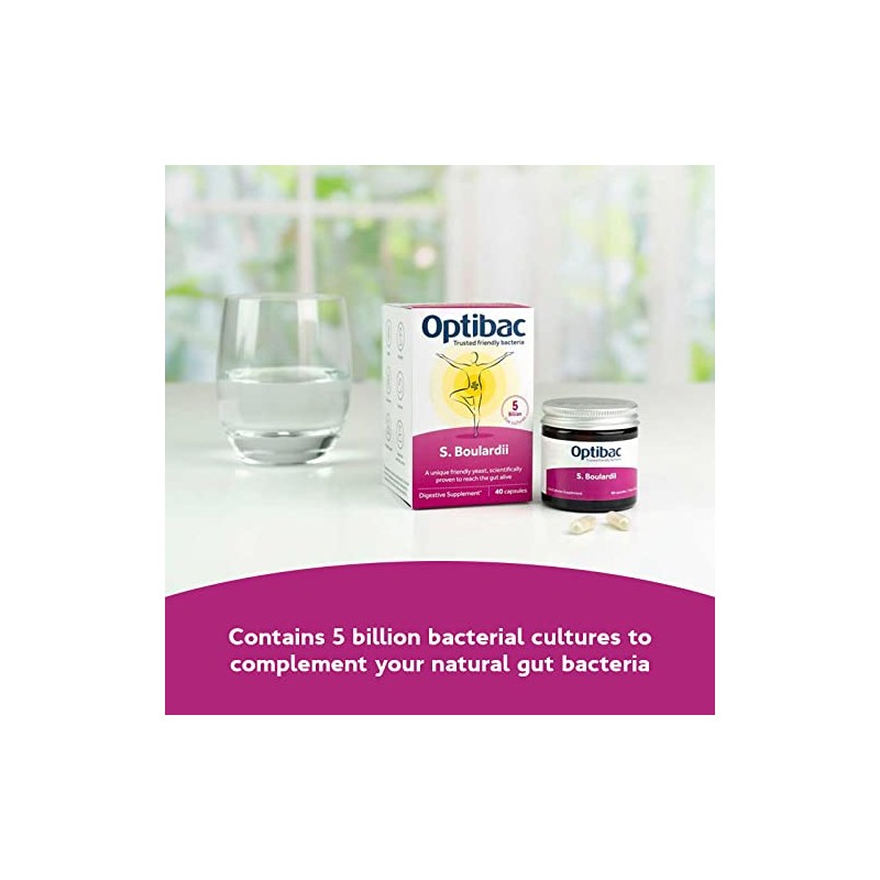 Optibac Probiotics Saccharomyces Boulardii - Vegan Scientifically Proven Digestive Probiotic