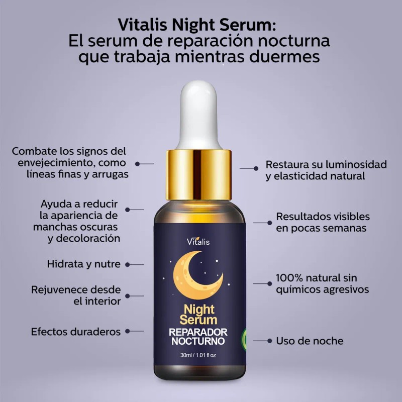 Vitalis Night Serum Nocturno Reparador Antiedad, Antiarrugas