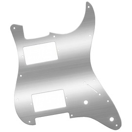 11-Hole HH Humbucker Pickguard for Fender Stratocaster (US/Mexico) - Metal Scratchplate with Modern Cut for 2-Humbucker Electric Guitars (Silver)