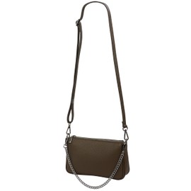 SH Leder Jennie G323 Genuine Leather Shoulder Bag Handbag Clutch Small Bag Evening Bag 23 x 13 cm, Dark taupe