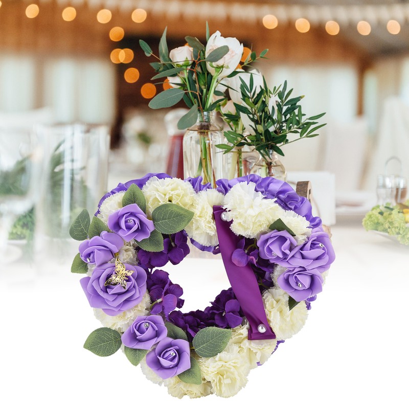 Artificial Heart Shaped Wreaths Wedding Wreaths Fake Flowers Decoration for