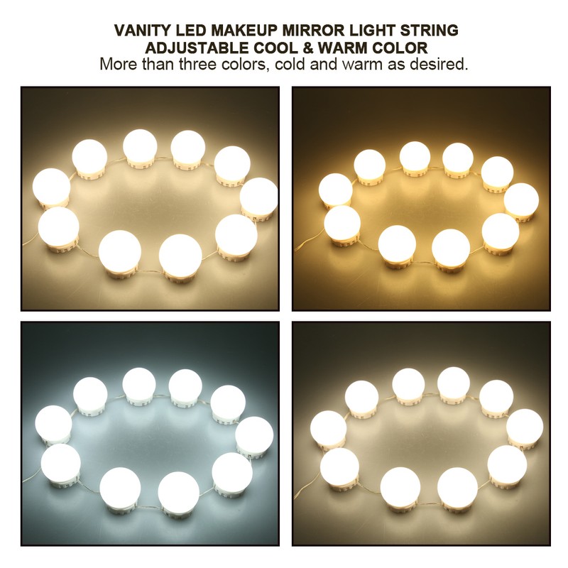Vanity LED Makeup Mirror Lights Dimmable Bulb Concealable Wiring Light