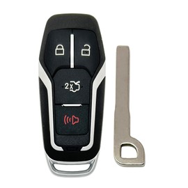 Keyless Entry Key Fob Cover fit for Ford Fusion Mustang Explorer Edge F150 F250 F350 Lincoln MKZ MKC Replacement Remote Control Key Fob Shell Case (4 Buttons)
