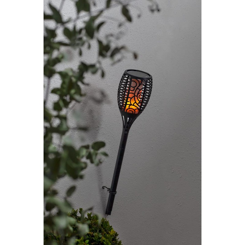 Star Flame LED Solar Torch, Black