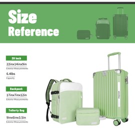 WireHot 22x14x9 Airline Approved Vintage Style Carry On Luggage with Backpack Sets, ABS+PC Hardshell Small 20 inch Retro Suitcase with Protective Cover & Luggage Tag (Avocado Green, 20in/BP/TB)