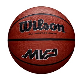 Wilson MVP Basketball, Made From Durable Rubber For All-Surface Performance, Experience Enhanced Grip & Control, Colour: Brown, Size: 5