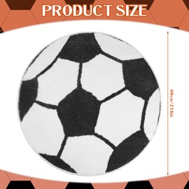 Woanger 2 Pcs Soccer Sports Rug Football Basketball Rug Sports Bathroom Rug Round Area Rug Football Mat Floor Chair Carpet Decoration for Boy Children Kids Bedroom Living Room 23.6 Inch in Diameter