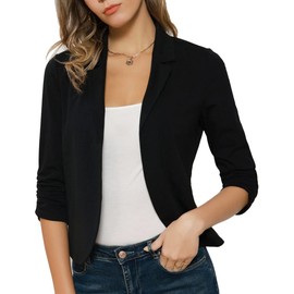 GRACE KARIN Womens Business Casual Work Office Blazer Formal Open Cardigan Jacket Shrug Black L