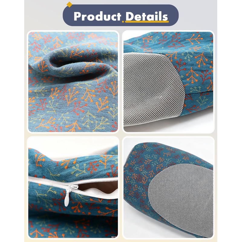 Buckwheat Hull Pillow for Neck Pain Relief Adjustable Roll Support